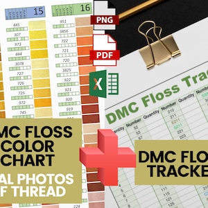 DMC Floss Color Chart + DMC Floss Tracker are Printable and Digital Files (Pdf, Png and Xlsx)