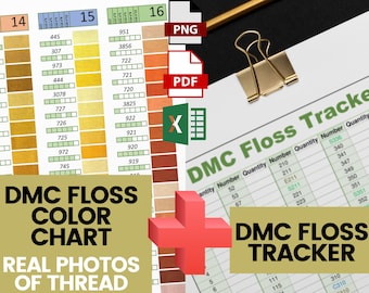 DMC Floss Color Chart + DMC Floss Tracker son archivos imprimibles y digitales (Pdf, Png y Xlsx)