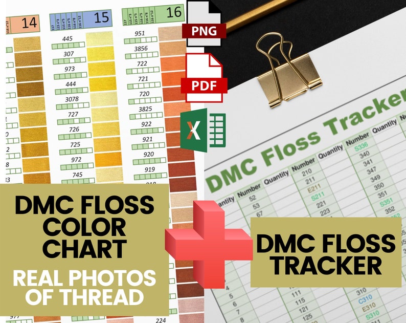 DMC Floss Color Chart DMC Floss Tracker Are Printable and Digital Files