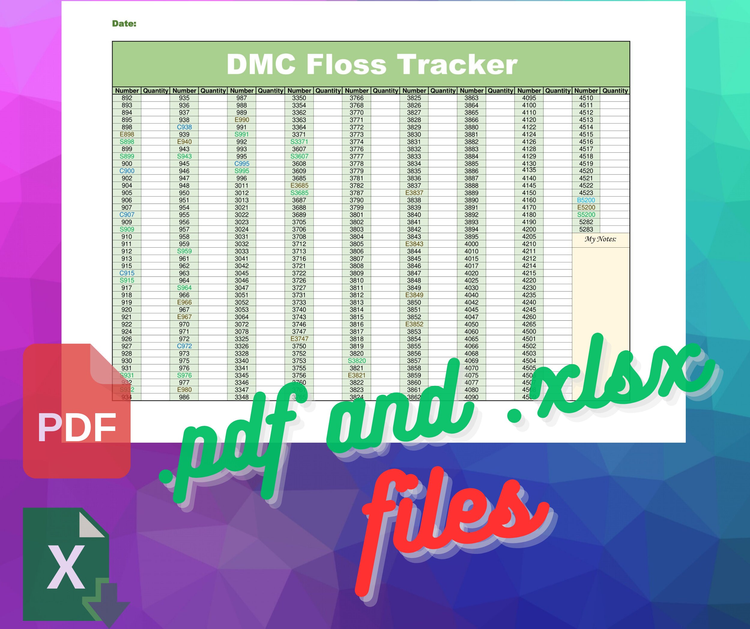 Dmc floss inventory tracker has 733 colors numbers is printable and