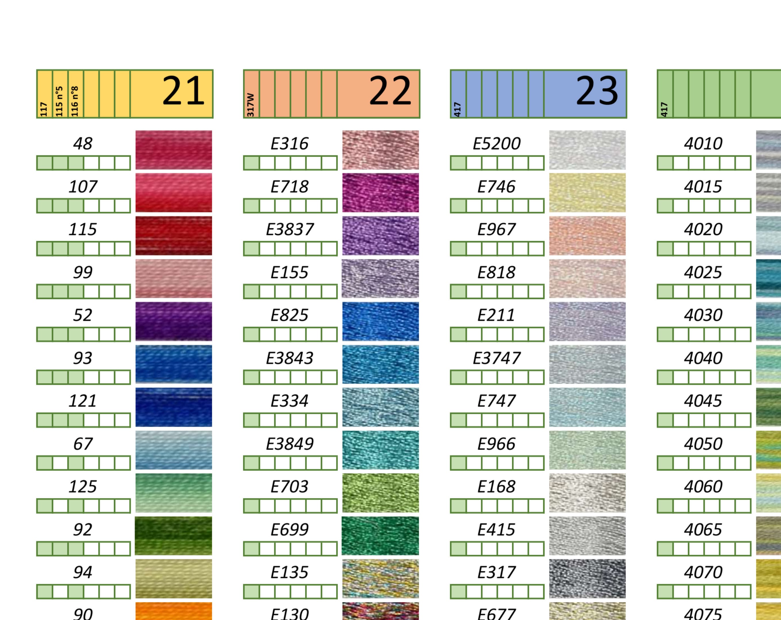 DMC Floss Color Chart DMC Floss Tracker Are Printable and Digital Files
