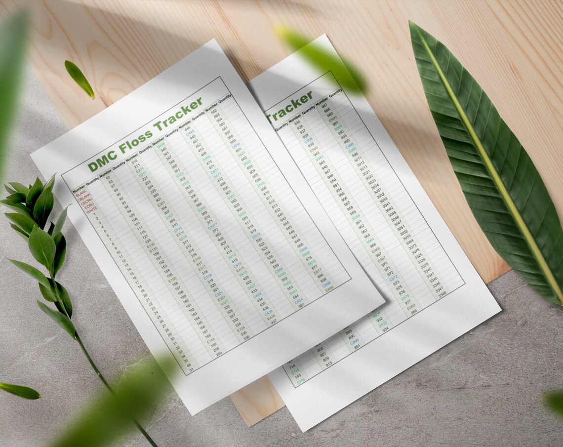 DMC Floss Inventory Tracker has 733 Color Numbers is Printable Etsy