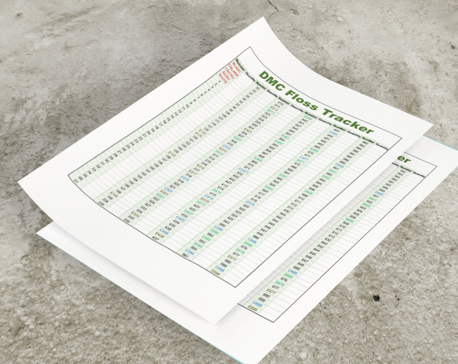 DMC Floss Inventory Tracker has 733 Color Numbers is Printable Etsy