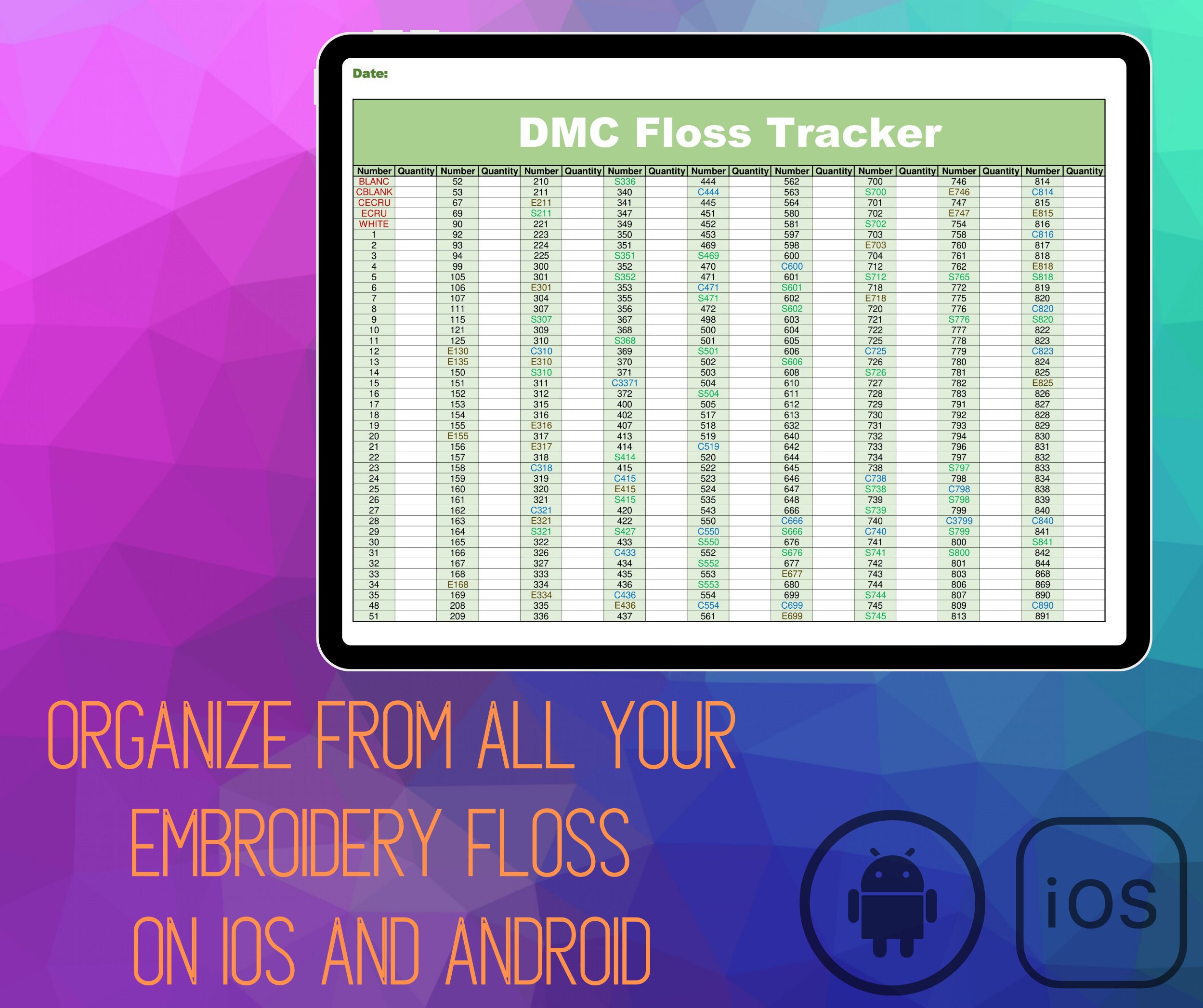 Dmc floss inventory tracker has 733 colors numbers is printable and