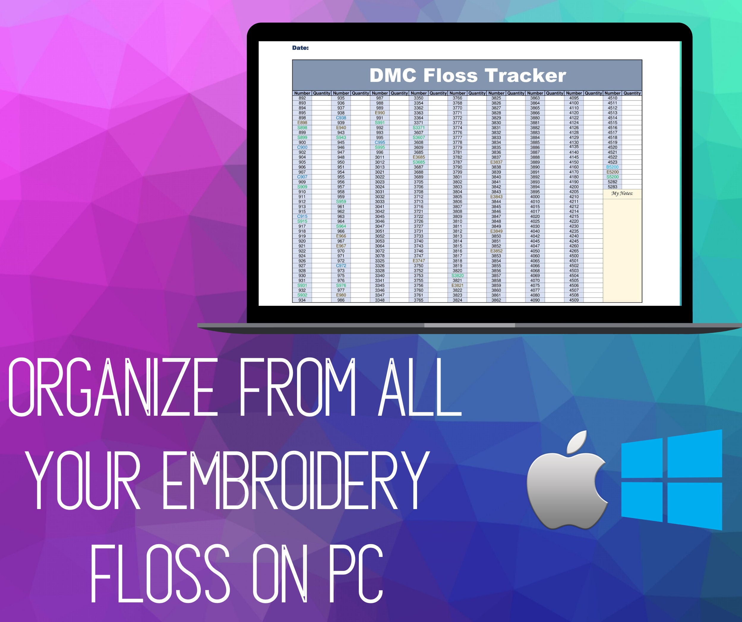 Dmc floss inventory tracker has 733 colors numbers is printable and
