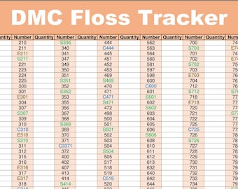 DMC Floss Inventory Tracker: 733 kleuren (afdrukbaar en bewerkbaar digitaal product)