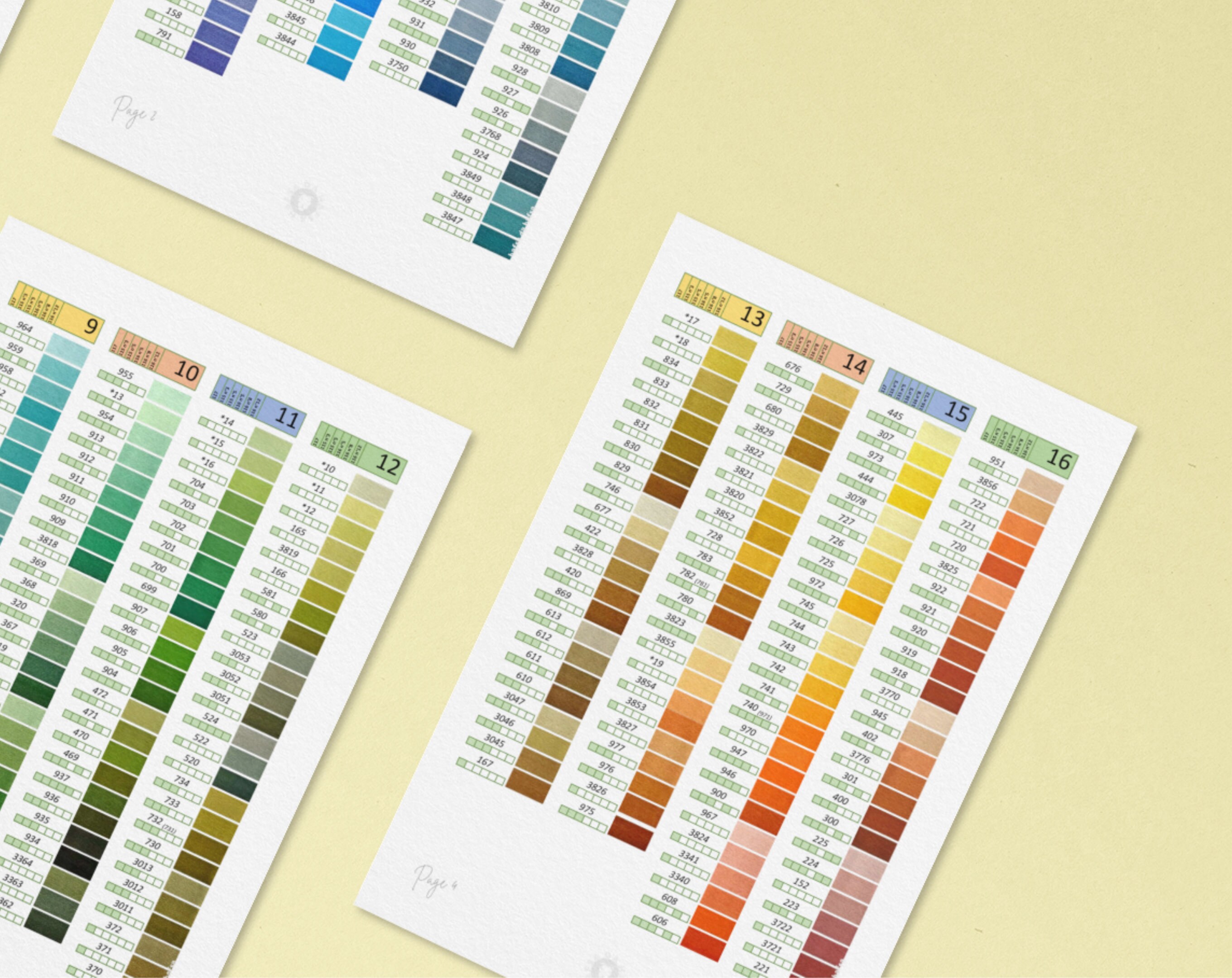 DMC Floss Color Chart With Actual Thread Sample Photos Has 581 Color Cards  is Printable and Digital Files pdf and Png 