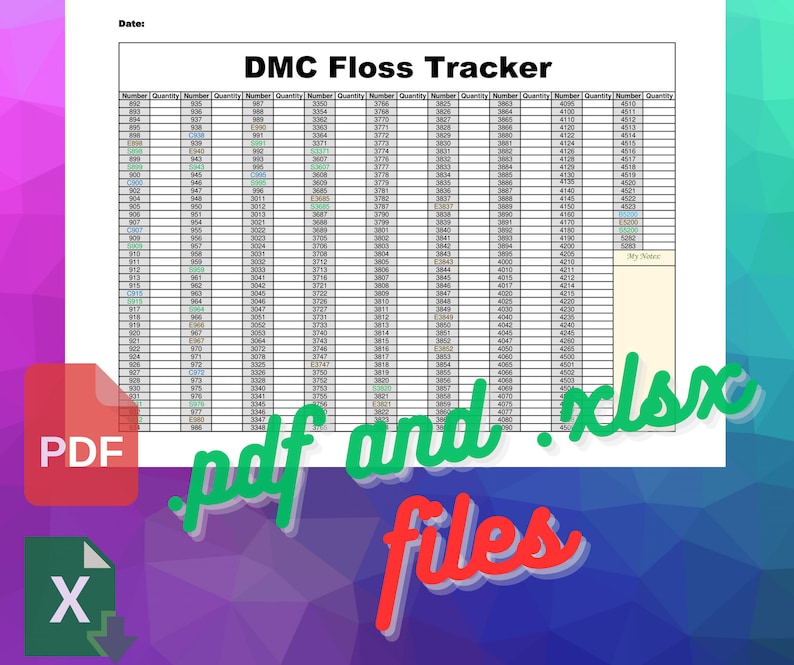 DMC Floss Inventory Tracker Has 733 Color Numbers is Printable Etsy