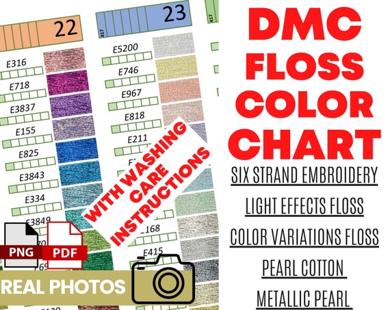 DMC Floss Color Chart PDF Download File DMC Threads Color Shade Chart for  Cross Stitch Thread -  Finland