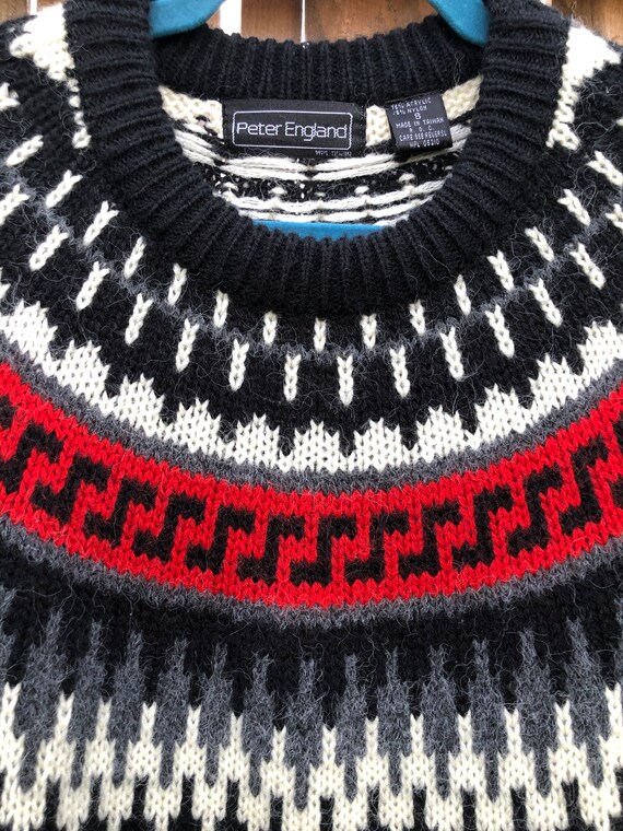Vintage 80's Nordic Fair Isle Pullover Sweater, Men Size S