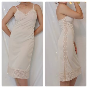 Vintage 60's Nude Lace Slip Movie Star Brand, Size 34, 100 Nylon, Made