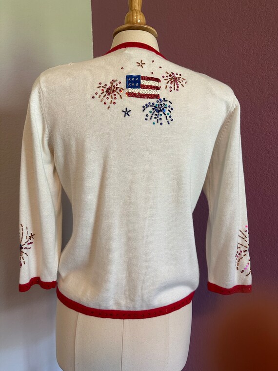 Vintage 90's patriotic zip up cardigan, size S, n… - image 6