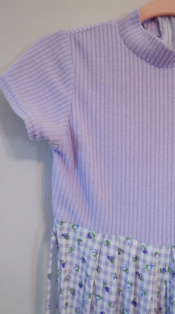 Vintage 90's purple floral gingham jumpsuit, swea… - image 6