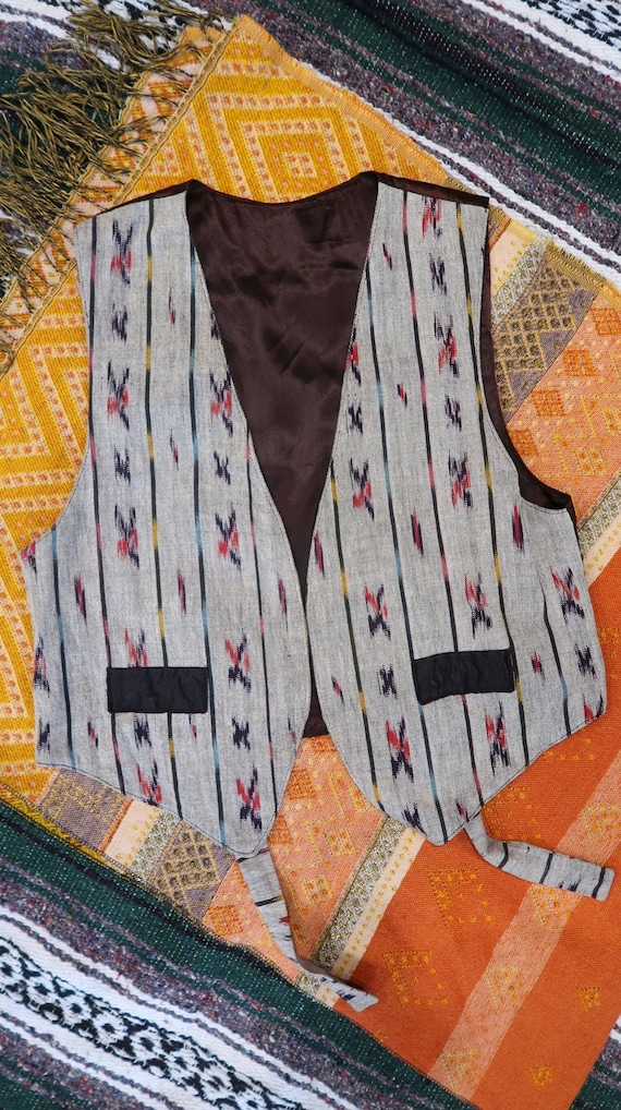 Vintage 80's 90's grey southwestern women's vest,… - image 1