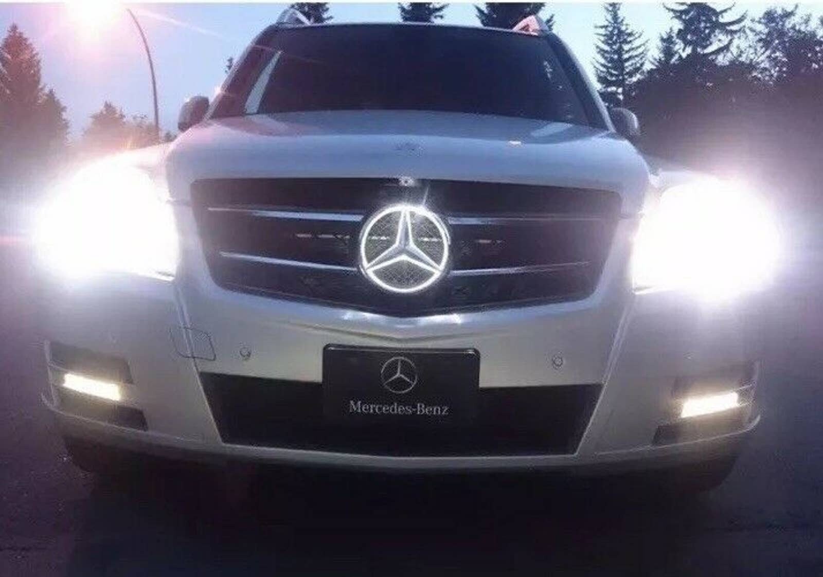 PUYI 8.07" Chrome LED Lighted Star Front Emblem For Mercedes-Benz GLC/GLE/GLS (2015-2019) - 6000K White
