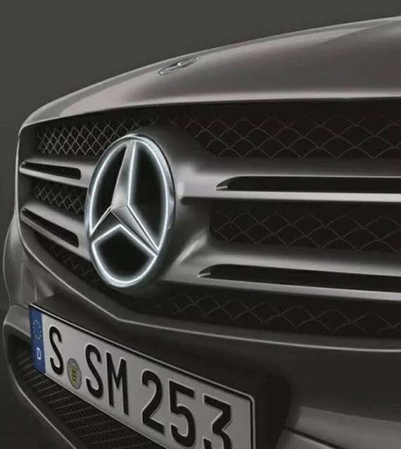 Etoile avant de voiture avec logo lumineux LED pour Mer Benz 2015-2017 GLC GLE GLS Blanc Surface de miroir 