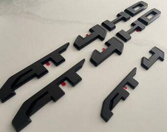 Custom Gloss Black & Red Front Bumper Fascia With 2500 Emblems For 2024+ GMC Sierra 2500HD