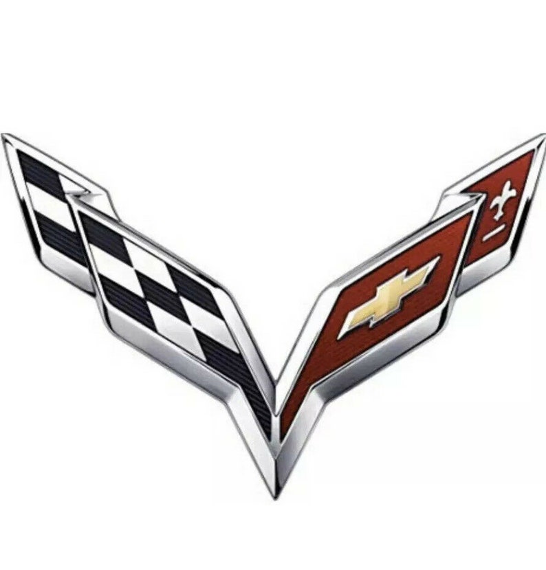 New Corvette C7 Stingray GM Front Crossed Flags Emblem Black - Etsy
