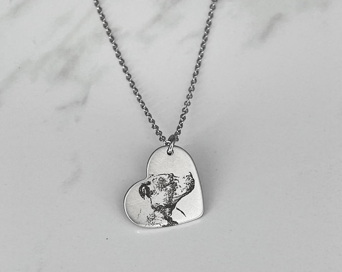 Custom Pet Portrait Heart Necklace