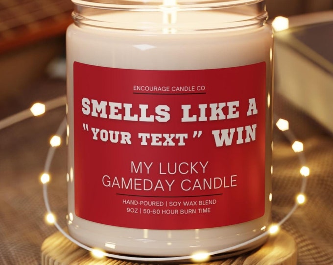 Smells Like A Win | My Lucky Gameday Candle | Personalized Sports Candle | Sports Themed Gift | College Gameday Décor | Sport Themed Candle