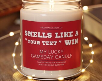 Smells Like A Win | My Lucky Gameday Candle | Personalized Sports Candle | Sports Themed Gift | College Gameday Décor | Sport Themed Candle