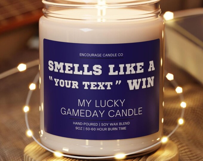 Smells Like A Win | Personalized Sports Themed Candle | My Lucky Gameday Candle | Pro Football Fan Gift | Gameday Décor | Man Cave Candle