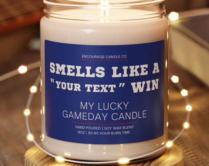 Smells Like A Win | My Lucky Gameday Candle | Personalized Sports Candle | Sports Themed Gift | College Gameday Décor | Sport Themed Candle