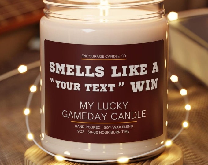 Smells Like A Win | Personalized Sports Themed Candle | My Lucky Gameday Candle | Pro Football Fan Gift | Gameday Décor | Man Cave Candle