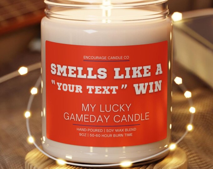 Smells Like A Win | My Lucky Gameday Candle | Personalized Sports Candle | Sports Themed Gift | College Gameday Décor | Sport Themed Candle