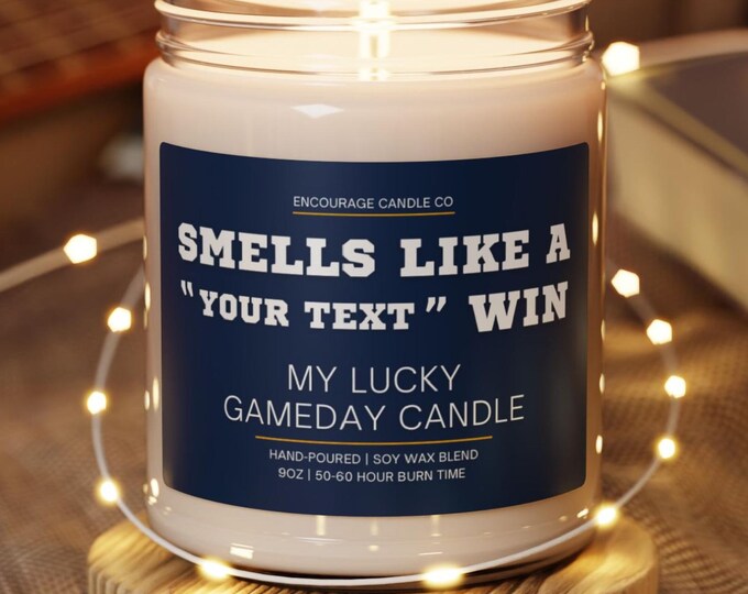 Smells Like A Win | My Lucky Gameday Candle | Personalized Sports Candle | Sports Themed Gift | College Gameday Décor | Sport Themed Candle