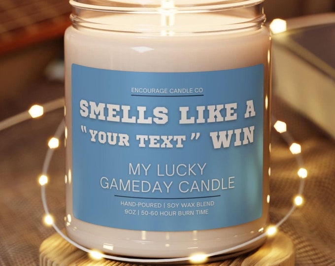 Smells Like A Win | My Lucky Gameday Candle | Personalized Sports Candle | Sports Themed Gift | College Gameday Décor | Sport Themed Candle