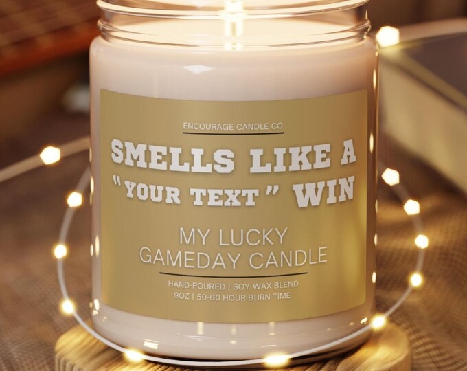Smells Like A Win | My Lucky Gameday Candle | Personalized Sports Candle | Sports Themed Gift | College Gameday Décor | Sport Themed Candle