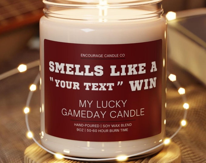 Smells Like A Win | My Lucky Gameday Candle | Personalized Sports Candle | Sports Themed Gift | College Gameday Décor | Sport Themed Candle