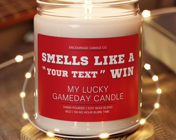 Smells Like A Win | My Lucky Gameday Candle | Personalized Sports Candle | Sports Themed Gift | College Gameday Décor | Sport Themed Candle