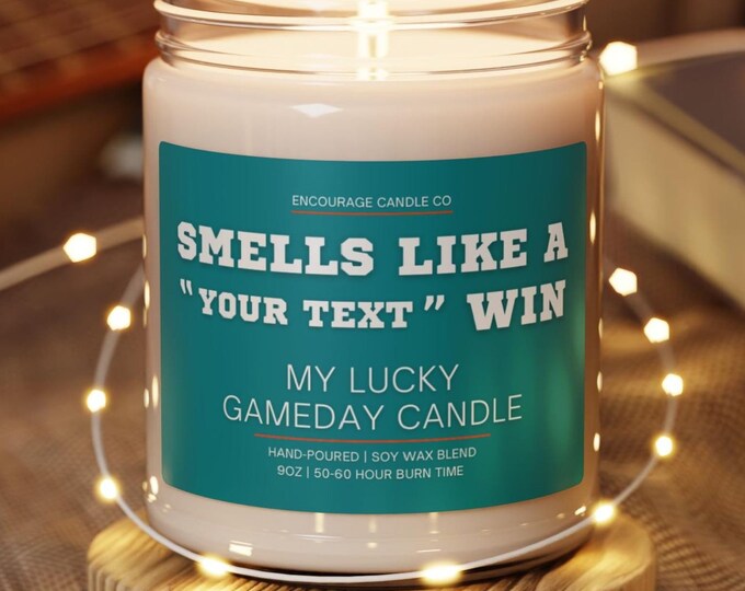 Smells Like A Win | Personalized Sports Themed Candle | My Lucky Gameday Candle | Pro Football Fan Gift | Gameday Décor | Man Cave Candle