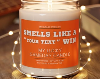 Smells Like A Win | My Lucky Gameday Candle | Personalized Sports Candle | Sports Themed Gift | College Gameday Décor | Sport Themed Candle