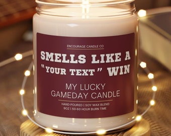 Smells Like A Win | My Lucky Gameday Candle | Personalized Sports Candle | Sports Themed Gift | College Gameday Décor | Sport Themed Candle