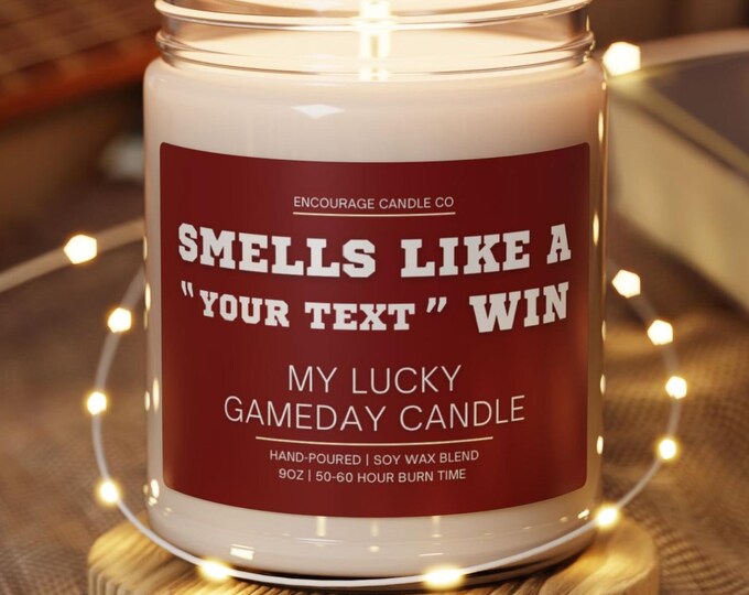 Smells Like A Win | My Lucky Gameday Candle | Personalized Sports Candle | Sports Themed Gift | College Gameday Décor | Sport Themed Candle
