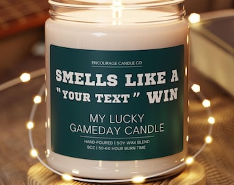 Personalized Sports Candle: 'Smells Like A Win' Gameday Decor