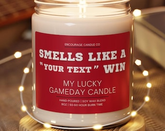 Smells Like A Win | My Lucky Gameday Candle | Personalized Sports Candle | Sports Themed Gift | College Gameday Décor | Sport Themed Candle
