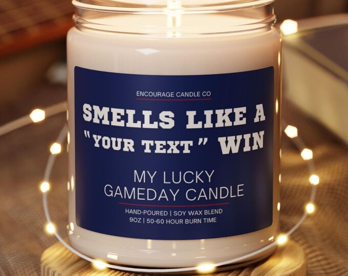 Smells Like A Win | Personalized Sports Themed Candle | My Lucky Gameday Candle | Pro Football Fan Gift | Gameday Décor | Man Cave Candle