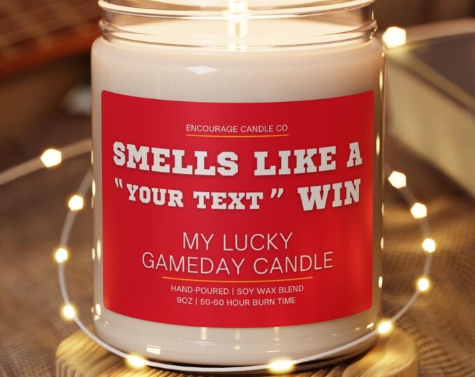 Smells Like A Win | Personalized Sports Themed Candle | My Lucky Gameday Candle | Pro Football Fan Gift | Gameday Décor | Man Cave Candle