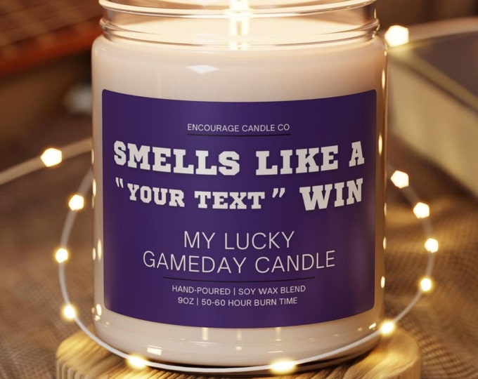 Smells Like A Win | My Lucky Gameday Candle | Personalized Sports Candle | Sports Themed Gift | College Gameday Décor | Sport Themed Candle