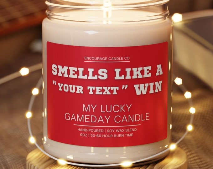 Smells Like A Win | My Lucky Gameday Candle | Personalized Sports Candle | Sports Themed Gift | College Gameday Décor | Sport Themed Candle