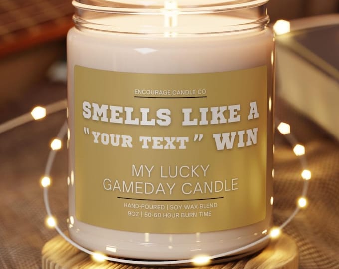 Smells Like A Win | My Lucky Gameday Candle | Personalized Sports Candle | Sports Themed Gift | College Gameday Décor | Sport Themed Candle