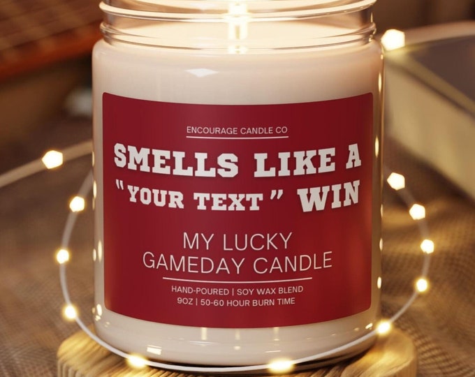 Smells Like A Win | My Lucky Gameday Candle | Personalized Sports Candle | Sports Themed Gift | College Gameday Décor | Sport Themed Candle