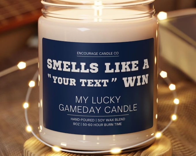 Smells Like A Win | Personalized Sports Themed Candle | My Lucky Gameday Candle | Pro Football Fan Gift | Gameday Décor | Man Cave Candle