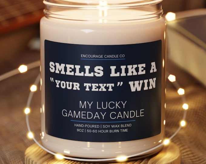 Smells Like A Win | Personalized Sports Themed Candle | My Lucky Gameday Candle | Pro Football Fan Gift | Gameday Décor | Man Cave Candle