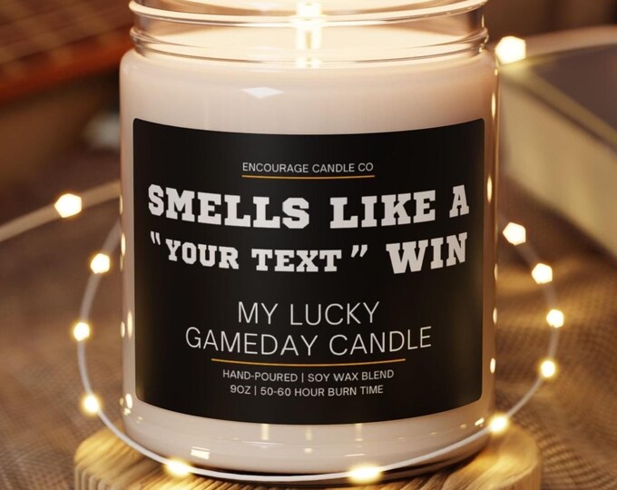 Smells Like A Win | Personalized Sports Themed Candle | My Lucky Gameday Candle | Pro Football Fan Gift | Gameday Décor | Man Cave Candle