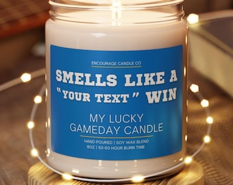 Personalized Sports Candle: 'Smells Like A Win' Gameday Decor